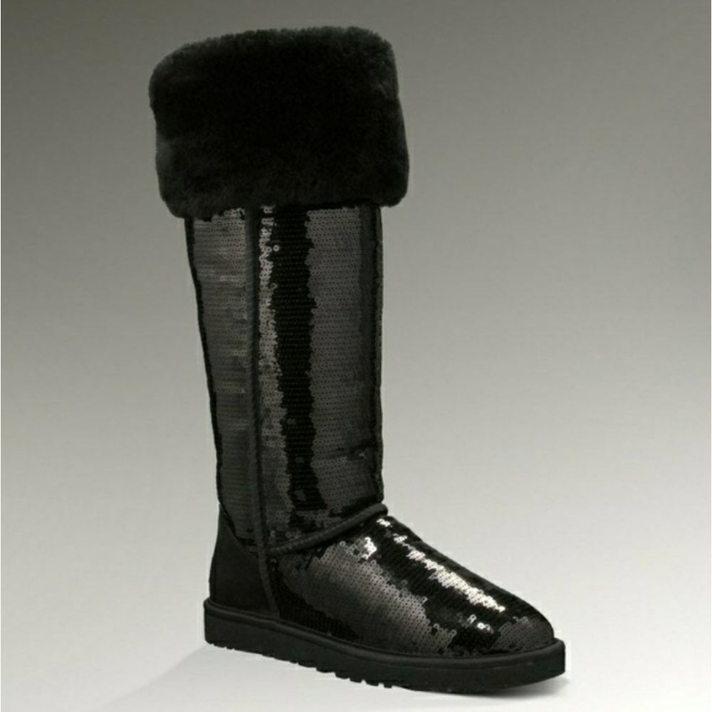 Sequin Ugg Over the Knee Bailey Button Boots 6‎
